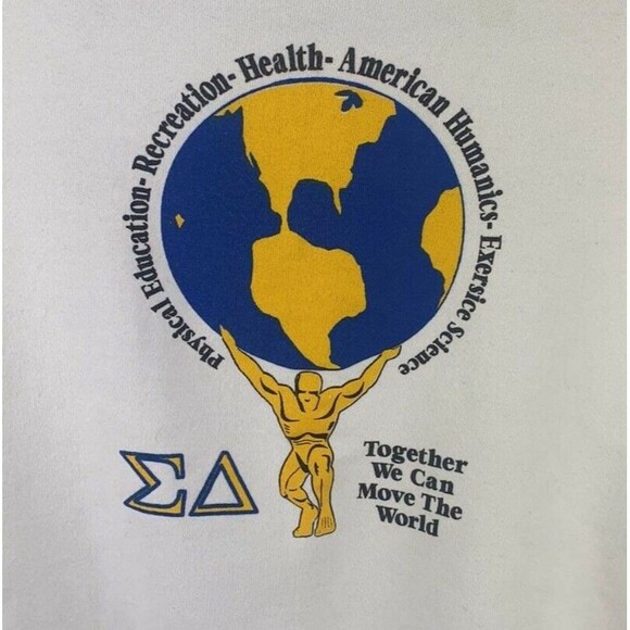 Vintage Delta Sigma 1996 Crewneck Sweatshirt Adult Large White Men's XL ~STAINS~ - Picture 7 of 11